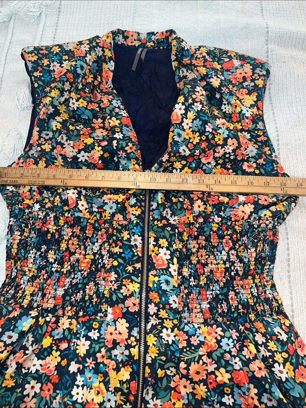 Anthropologie Navy Floral Midi Dress with Multicolor Blossoms NWOT L - Picture 10 of 13
